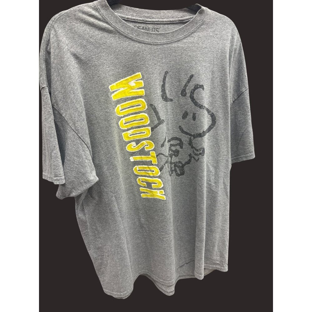 Peanuts 2XL Gray Woodstock  Spellout‎ Snoopy T-Shirt